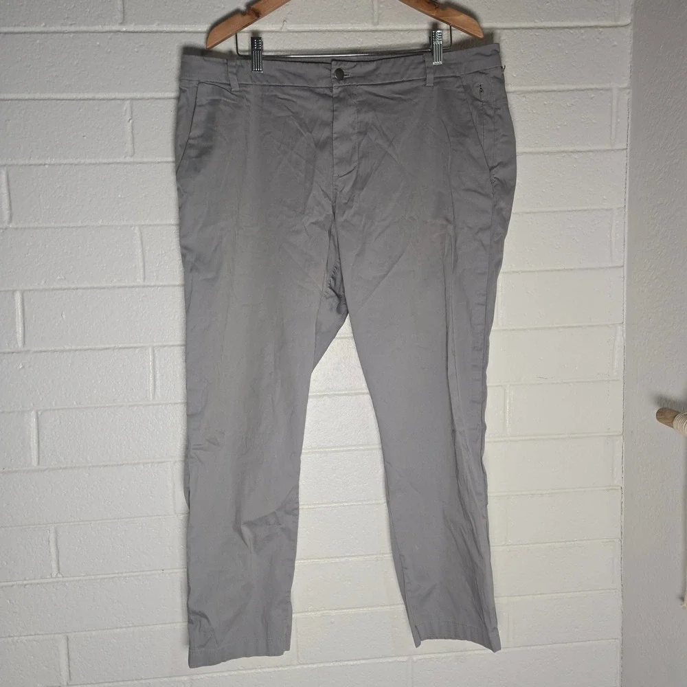 Lululemon Commission Pant Mens 38 Grey Slim Fit Chino Trousers Tech Canvas Work